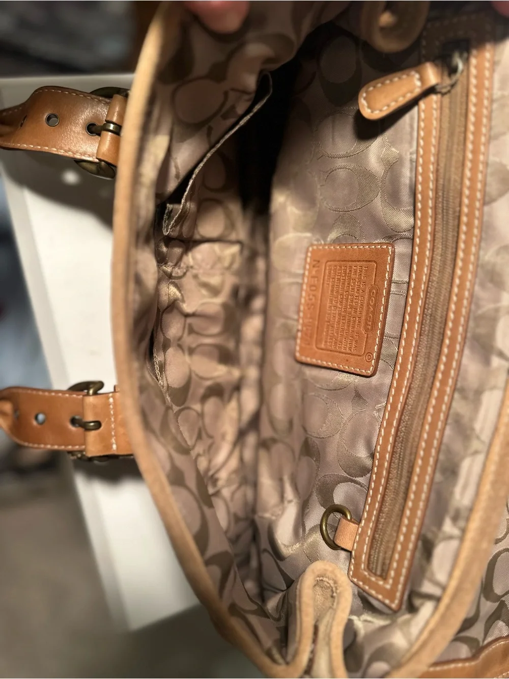 Vintage Coach Camel Suede SoHo Leather Satchel, No. 9674, Brass Hardware